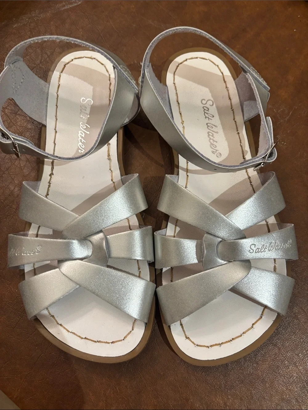 Salt Water Sandals by Hoy Silver Strappy Girls Sandals